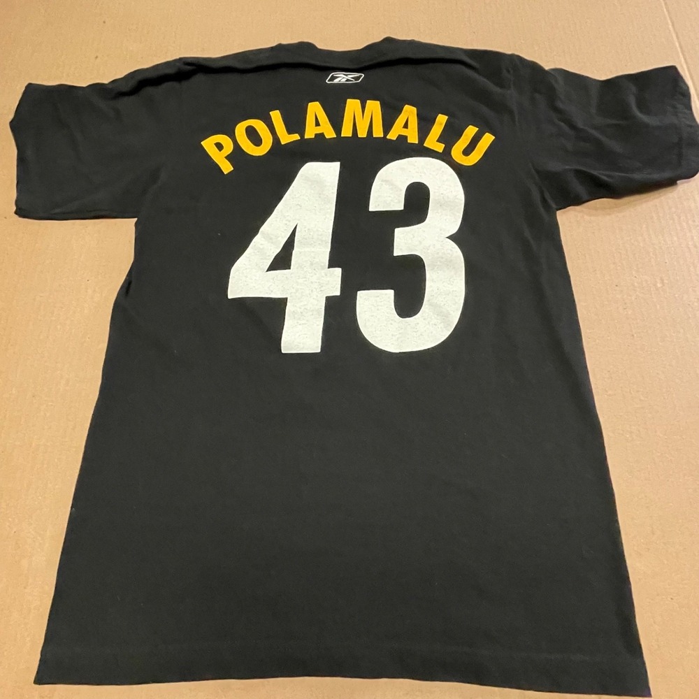 Reebok Pittsburgh Steelers Troy Polamalu 43 Player Graphic T Shirt Mens M
